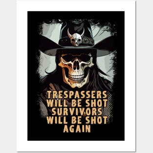 Funny Wild West Cowboy Skull Sheriff Fantasy Art Style Quote Posters and Art